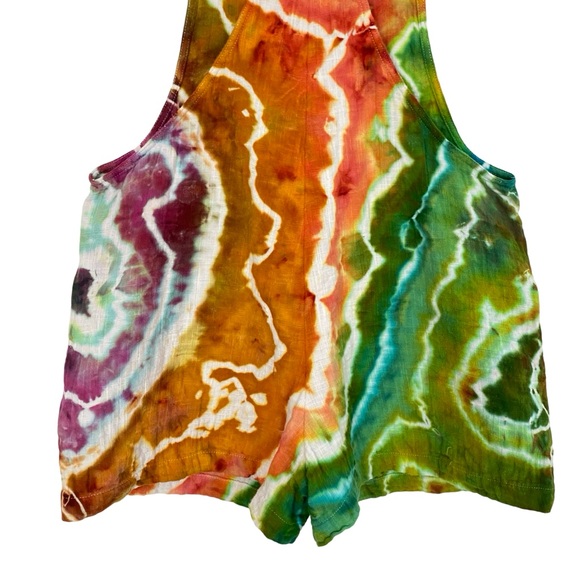 Handmade Geode Tie Dye Romper Shorts Womens XS Jumper Jumpsuit Pockets Multi - Picture 7 of 14